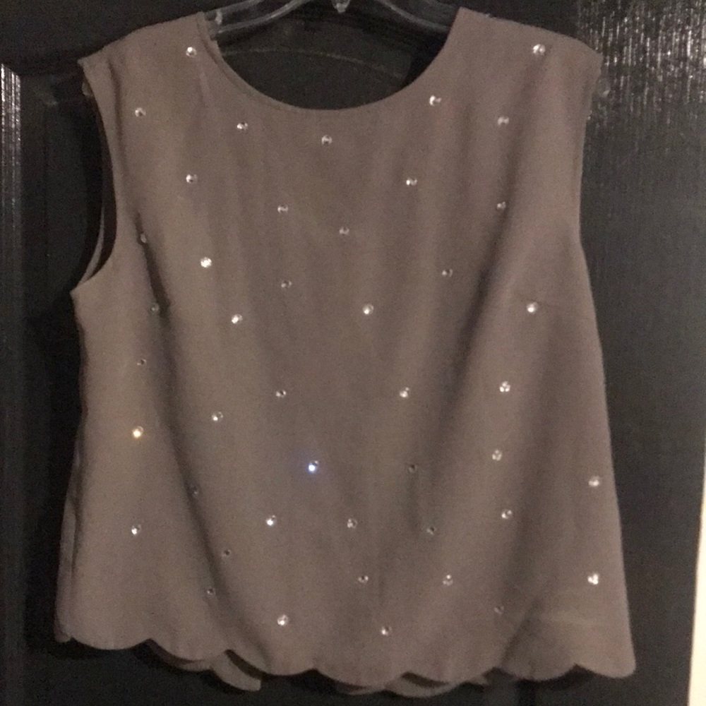Grey Rhinestone Top